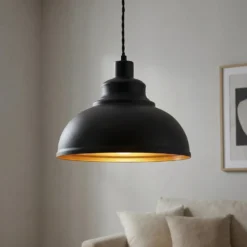 Lindby Pendellampe Albertine, schwarz, Metall, Ø 29 cm, E27