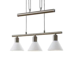 Lindby Pendellampe Delira, 3-flg., nickel, höhenverstellbar