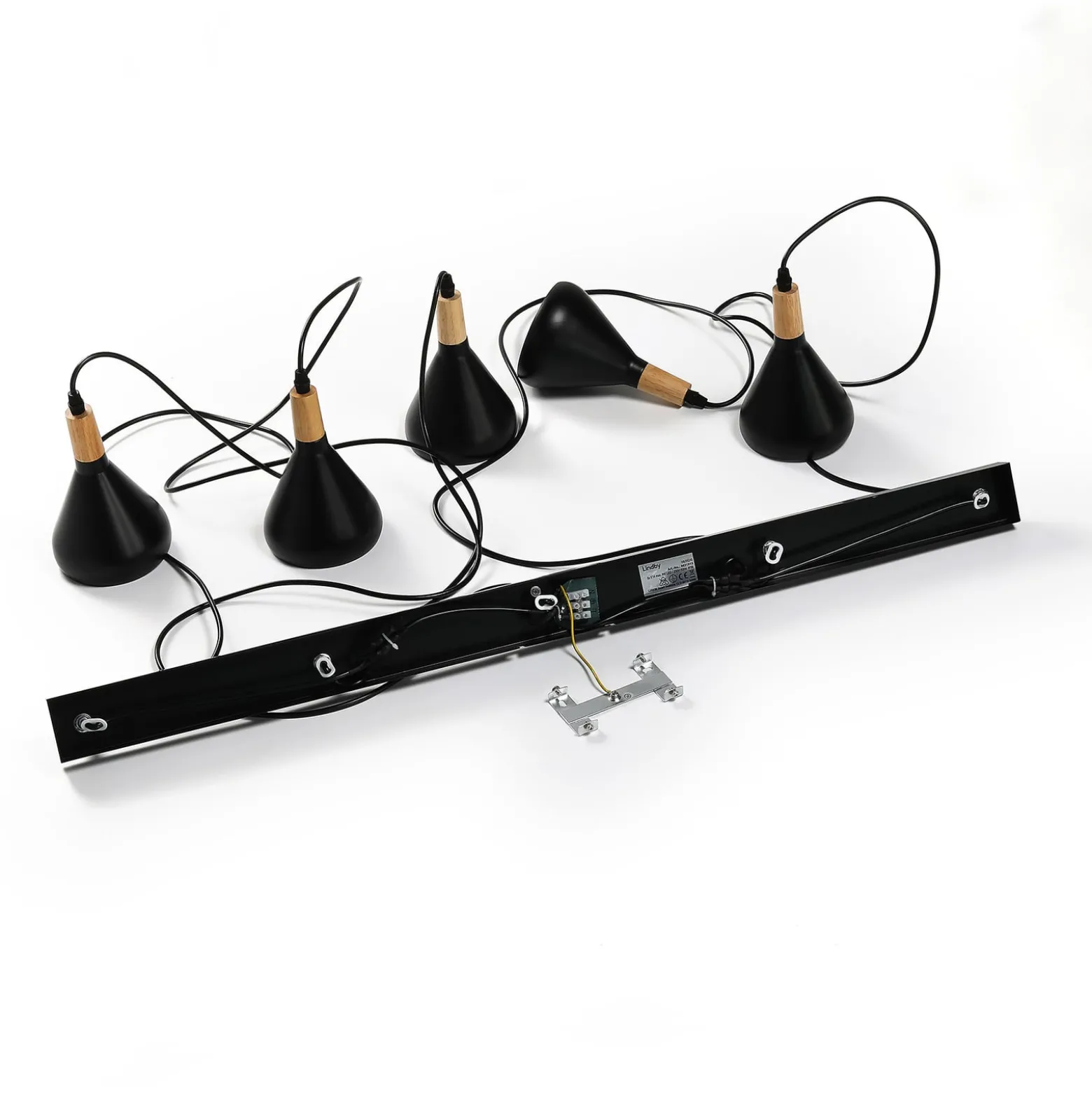 Lindby Pendelleuchte Arina, 100 cm, schwarz, 5-flammig, E14