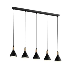 Lindby Pendelleuchte Arina, 100 cm, schwarz, 5-flammig, E14