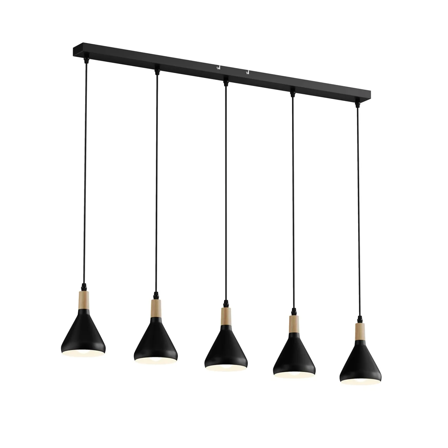 Lindby Pendelleuchte Arina, 100 cm, schwarz, 5-flammig, E14