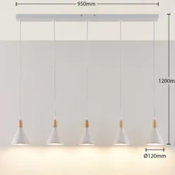 Lindby Pendelleuchte Arina, 100 cm, weiß, 5-flammig, E14