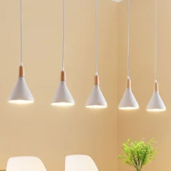 Lindby Pendelleuchte Arina, 100 cm, weiß, 5-flammig, E14