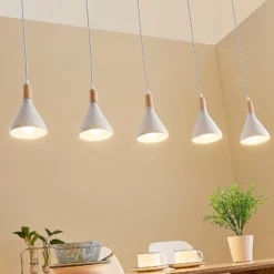 Lindby Pendelleuchte Arina, 100 cm, weiß, 5-flammig, E14