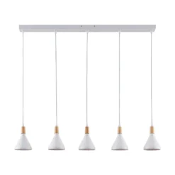 Lindby Pendelleuchte Arina, 100 cm, weiß, 5-flammig, E14