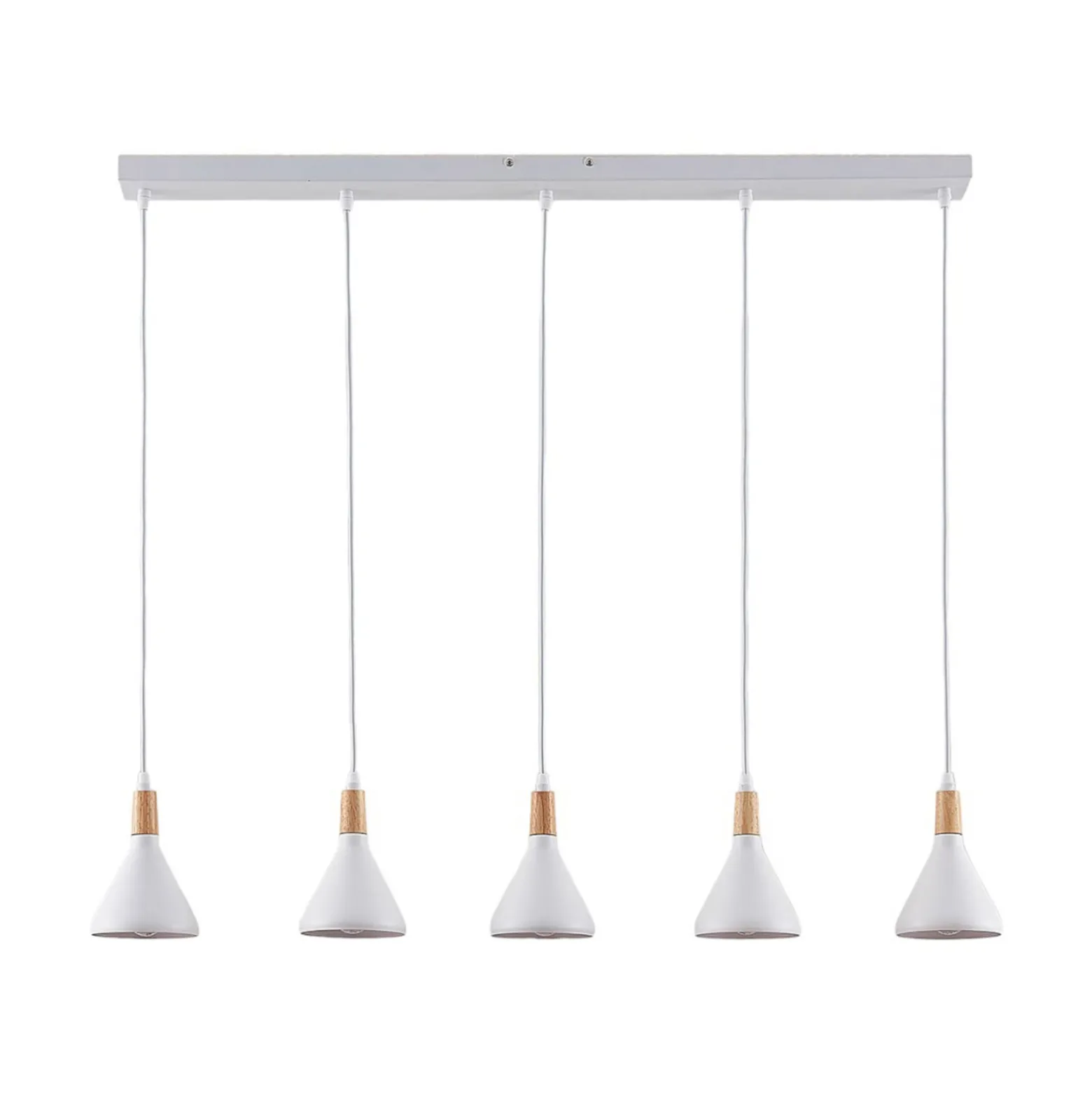 Lindby Pendelleuchte Arina, 100 cm, weiß, 5-flammig, E14