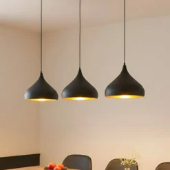 Lindby Pendelleuchte Elamira, schwarz, Metall, 133cm, 3-flg.