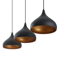 Lindby Pendelleuchte Elamira, schwarz, Metall, 133cm, 3-flg.
