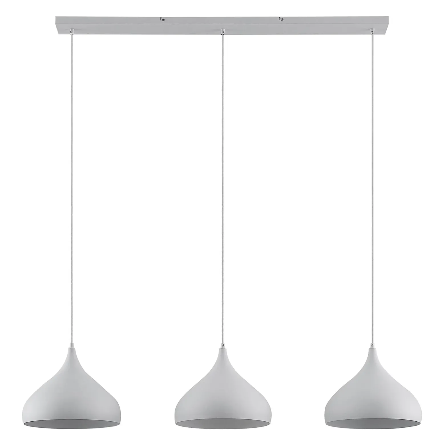 Lindby Pendelleuchte Elamira, weiß, Metall, 133 cm, 3-flg.