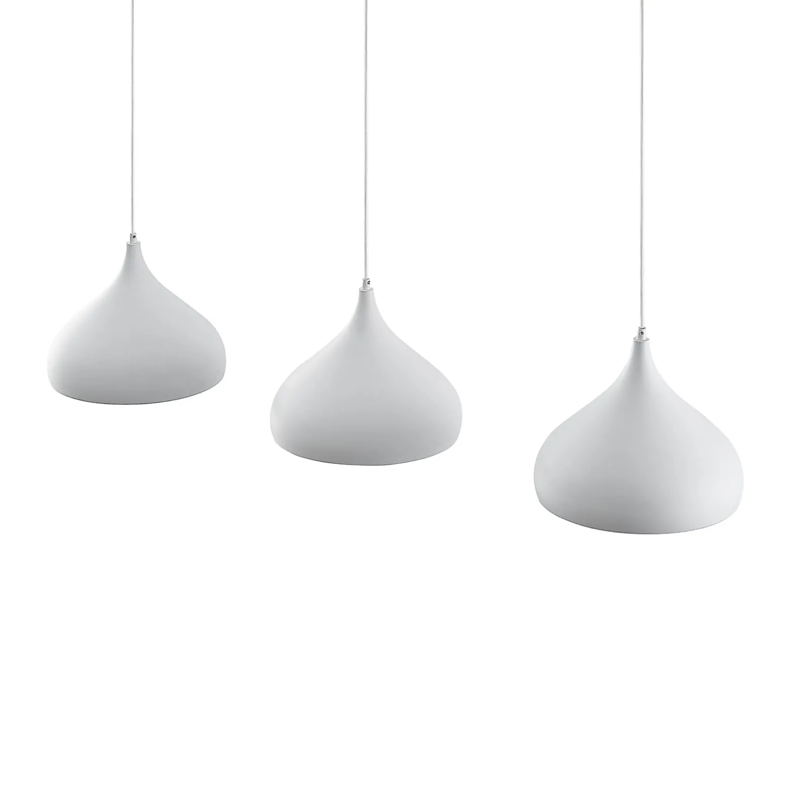 Lindby Pendelleuchte Elamira, weiß, Metall, 133 cm, 3-flg.