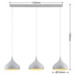 Lindby Pendelleuchte Elamira, weiß, Metall, 133 cm, 3-flg.