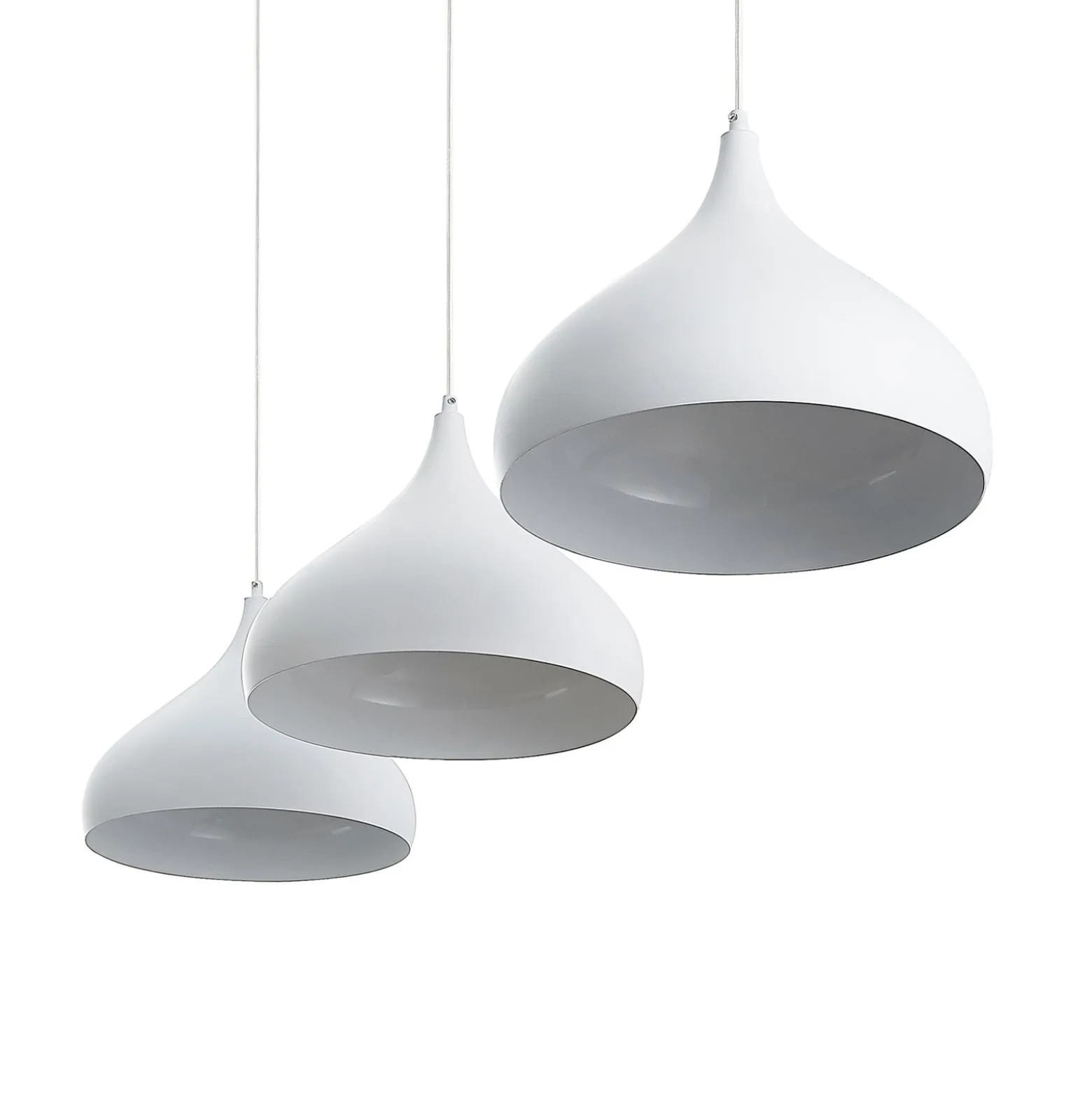 Lindby Pendelleuchte Elamira, weiß, Metall, 133 cm, 3-flg.