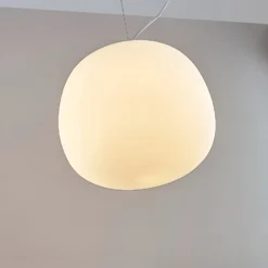 Lindby Pendelleuchte Ginevra, Ø 38 cm, weiß, Glas, E27