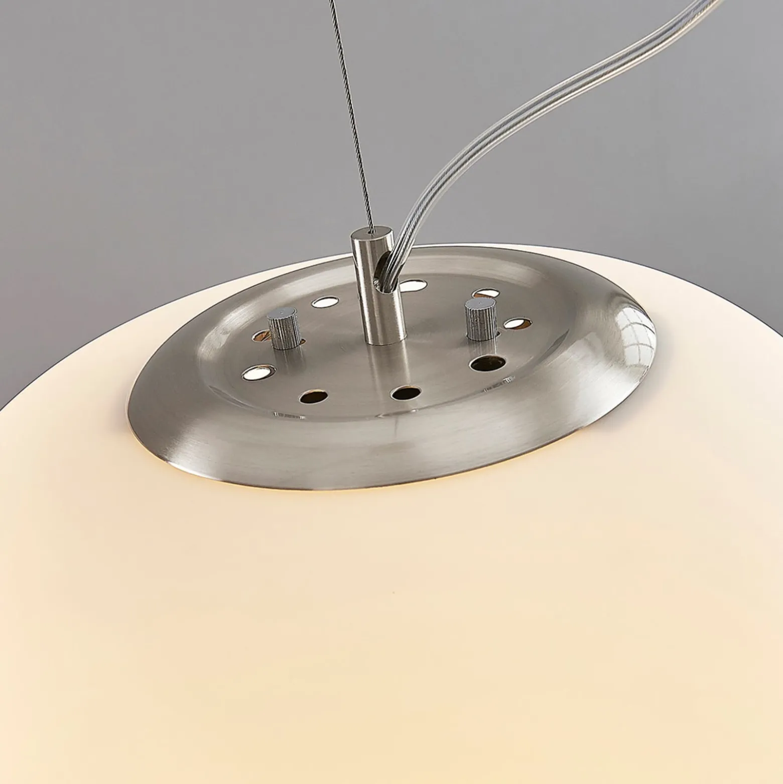 Lindby Pendelleuchte Ginevra, Ø 38 cm, weiß, Glas, E27