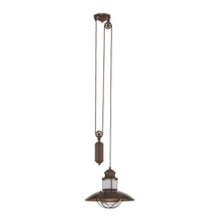 Lindby Pendelleuchte Louisanne, verstellbar, braun, Ø 35 cm