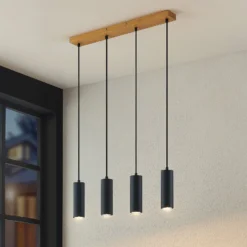 Lindby Pendelleuchte Maniva. 60 cm, 4-flammig, schwarz, GU10