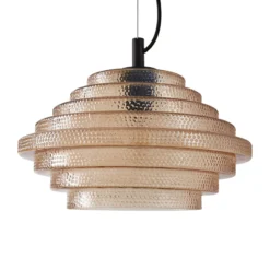 Lindby Pendelleuchte Orliana, Ø 35 cm, amber, Glas