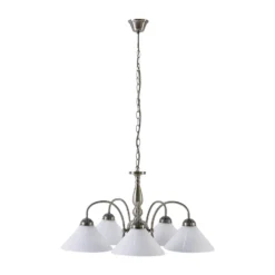 Lindby Pendelleuchte Otis, Ø 68 cm, 5-flg., weiß, Glas, E27