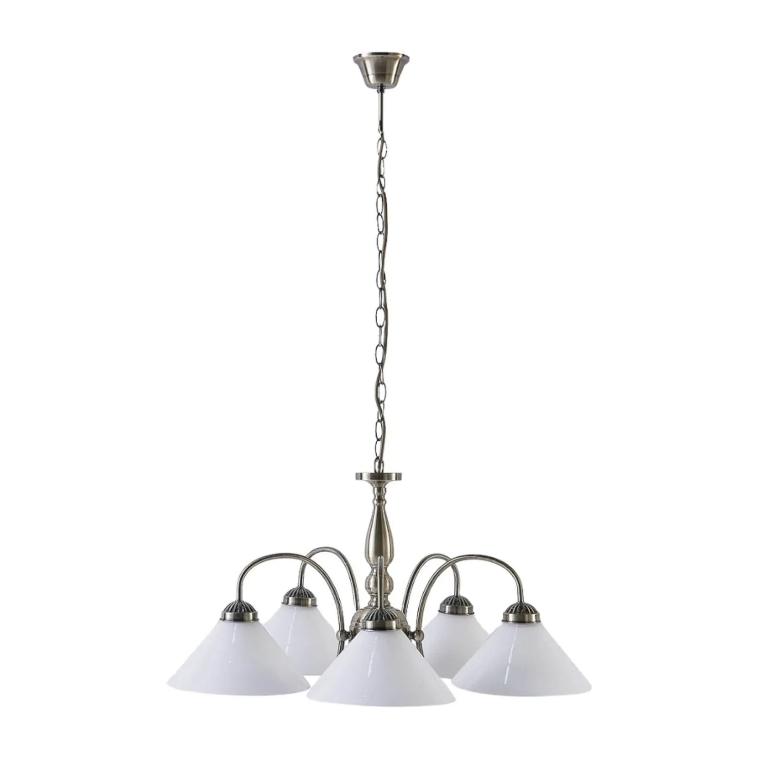 Lindby Pendelleuchte Otis, Ø 68 cm, 5-flg., weiß, Glas, E27