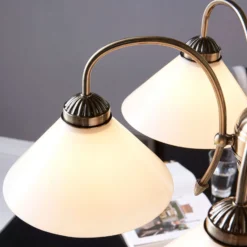 Lindby Pendelleuchte Otis, Ø 68 cm, 5-flg., weiß, Glas, E27