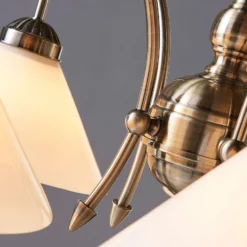 Lindby Pendelleuchte Otis, Ø 68 cm, 5-flg., weiß, Glas, E27