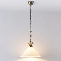 Lindby Pendelleuchte Otis, Ø 30 cm, weiß, Glas, Kegel, E27