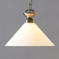 Lindby Pendelleuchte Otis, Ø 30 cm, weiß, Glas, Kegel, E27