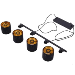 Lindby Pendelleuchte Vasilia, 75 cm, schwarz/gold, Stoff