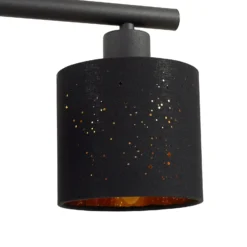 Lindby Pendelleuchte Vasilia, 75 cm, schwarz/gold, Stoff