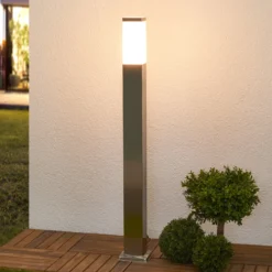 Lindby Pollerleuchte Lorian, 100 cm, Edelstahl, IP44, E27