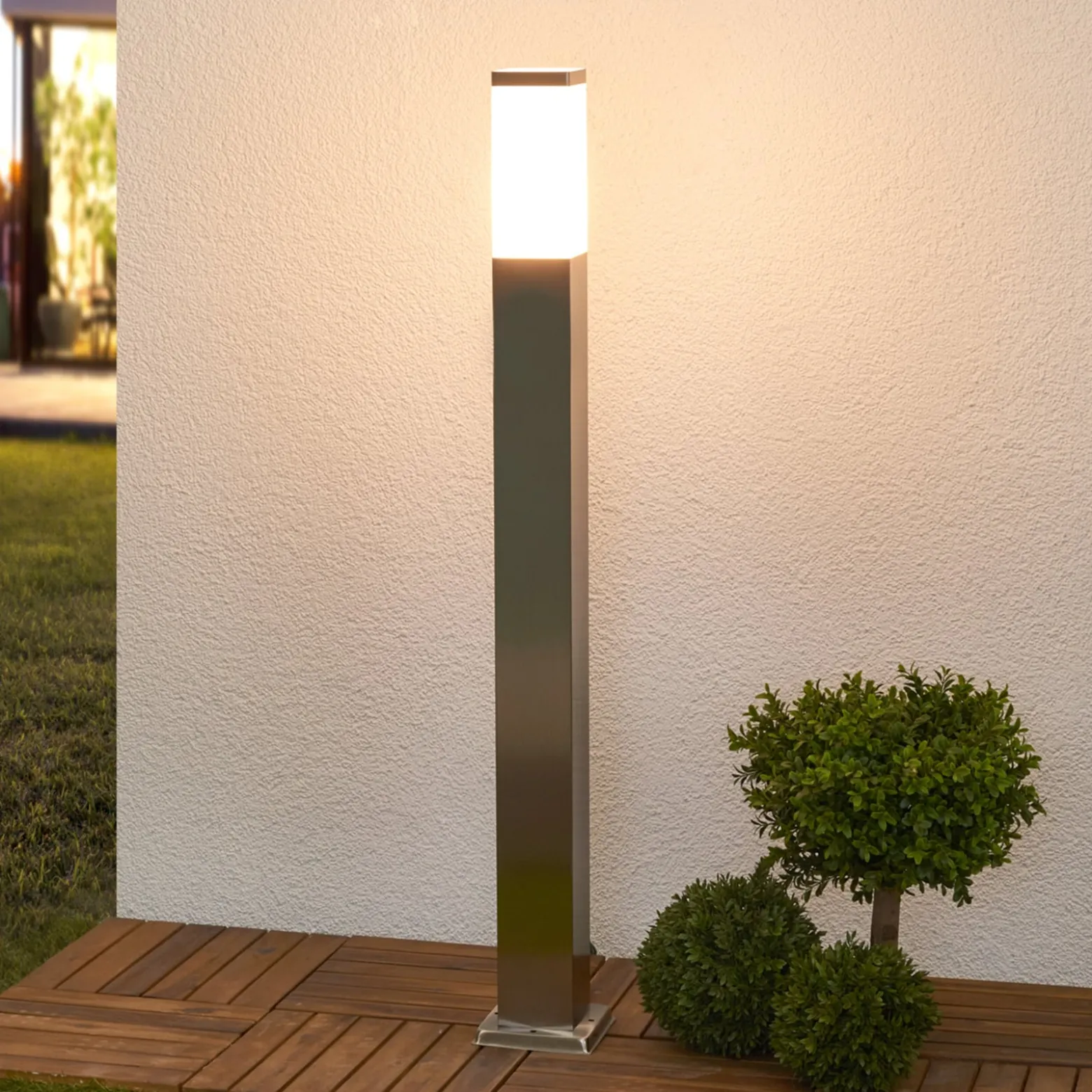 Lindby Pollerleuchte Lorian, 100 cm, Edelstahl, IP44, E27