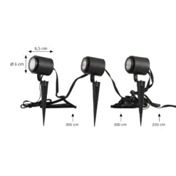 Lindby Smart LED-Außenstrahler Nymo, CCT, RGB, Tuya, 3er-Set
