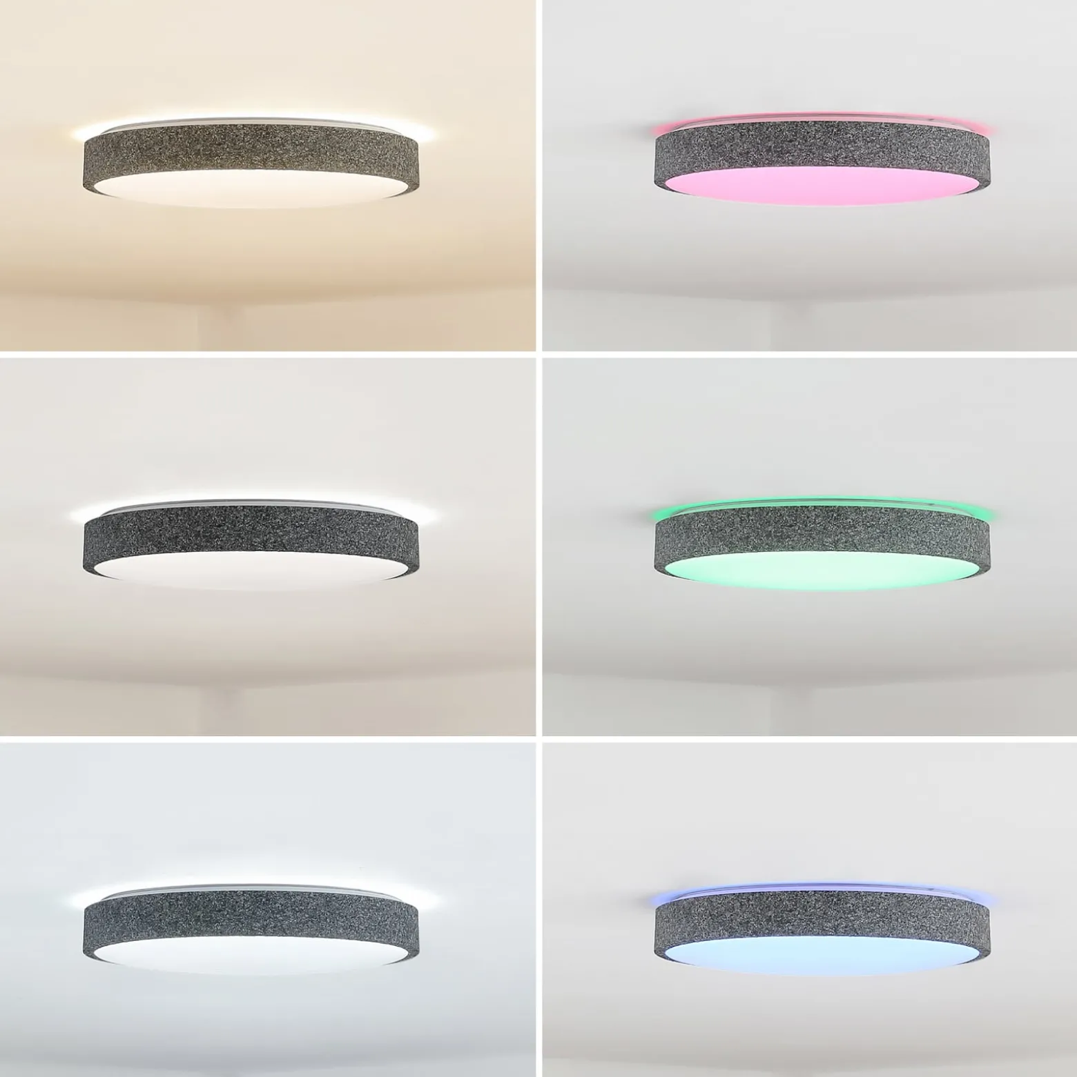 Lindby Smart LED-Deckenlampe Elmor Ø 39 cm grau RGB CCT