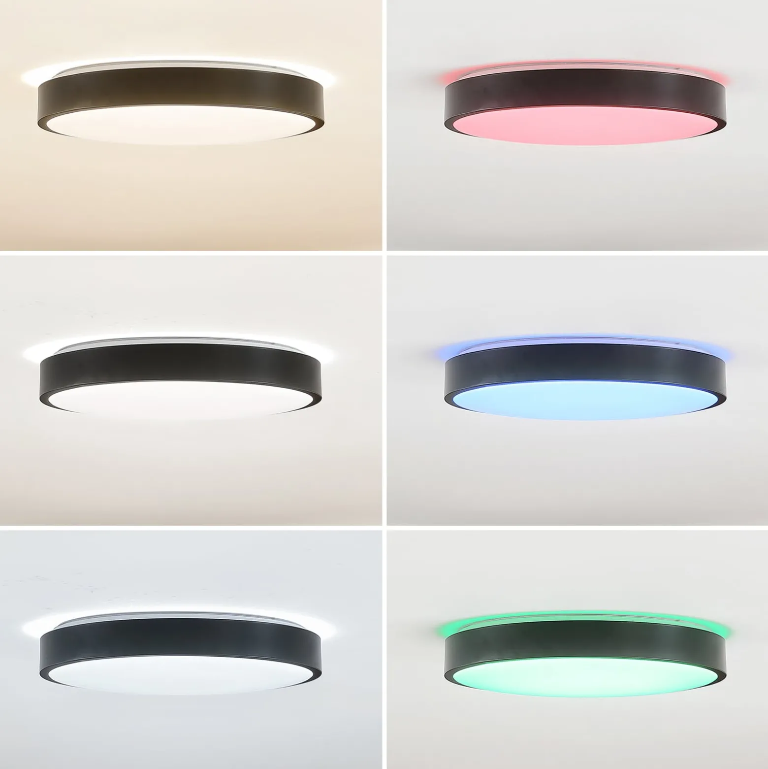 Lindby Smart LED-Deckenlampe Innes schwarz 38cm RGB CCT Tuya