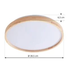 Lindby Smart LED-Deckenleuchte Mirren Holz Ø39,5cm CCT Tuya