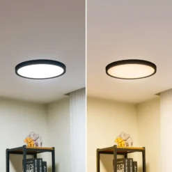 Lindby Smart LED-Deckenleuchte Pravin, Ø 40 cm, CCT, schwarz