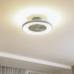 Lindby Smart LED-Deckenventilator Paavo, silber, leise, Tuya