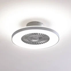 Lindby Smart LED-Deckenventilator Paavo, silber, leise, Tuya