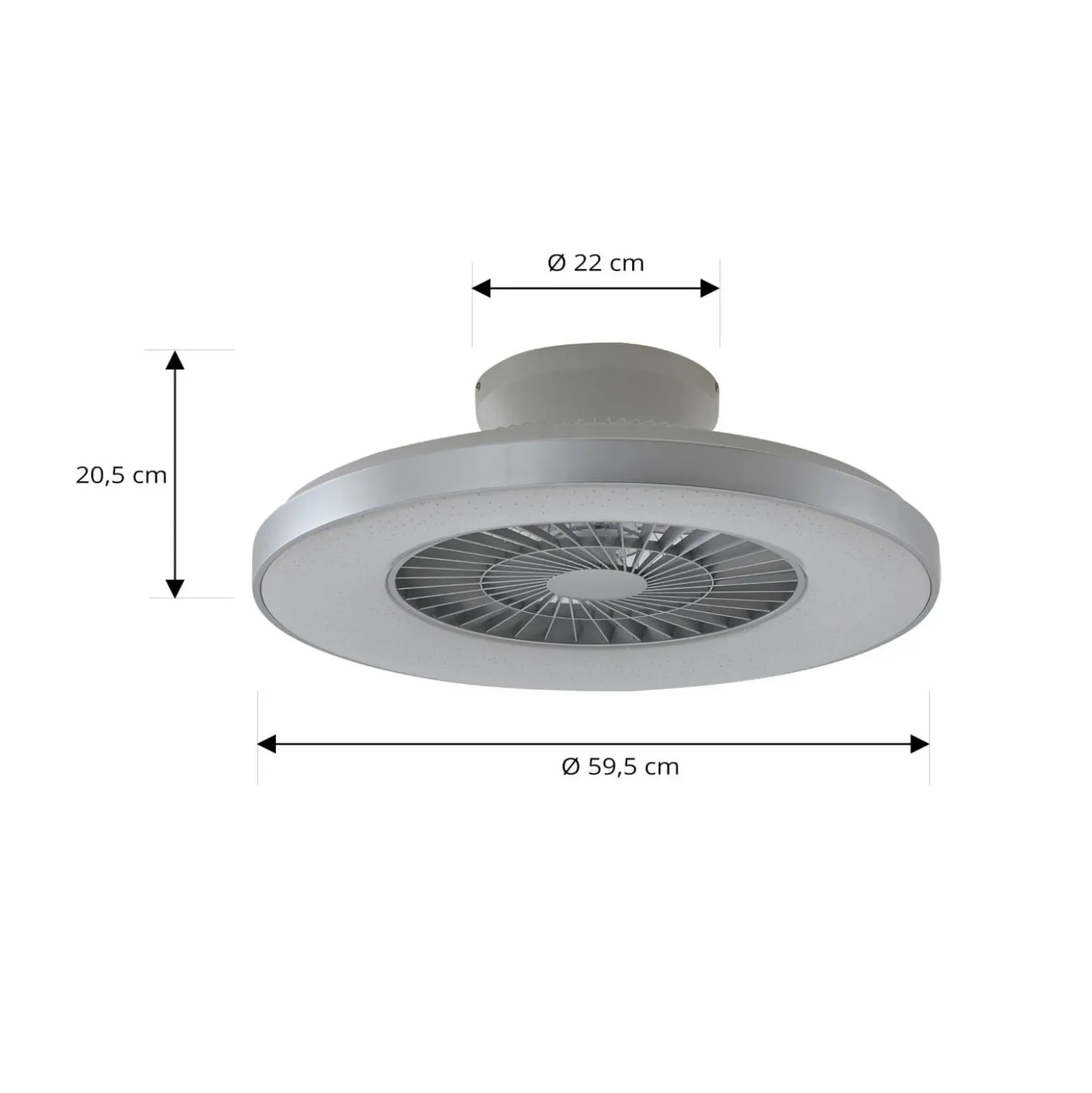 Lindby Smart LED-Deckenventilator Paavo, silber, leise, Tuya