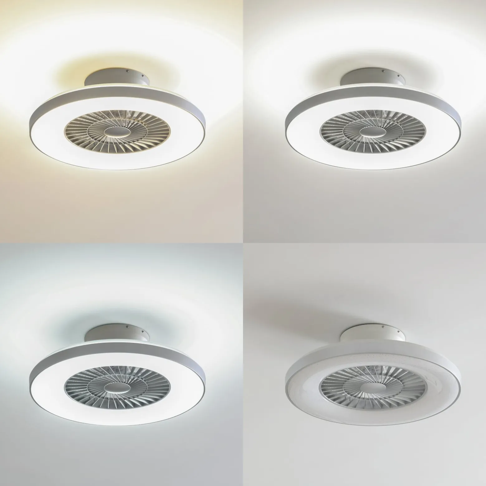 Lindby Smart LED-Deckenventilator Paavo, silber, leise, Tuya