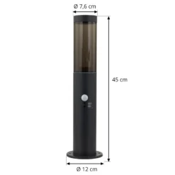 Lindby Sockellampe Statius, anthrazit, Eisen, Sensor, 45 cm