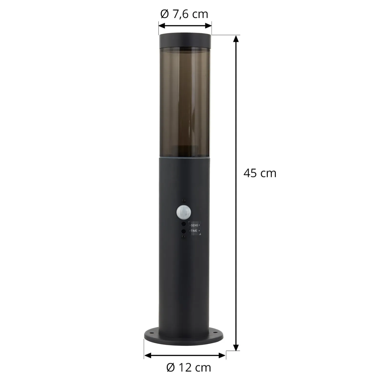 Lindby Sockellampe Statius, anthrazit, Eisen, Sensor, 45 cm