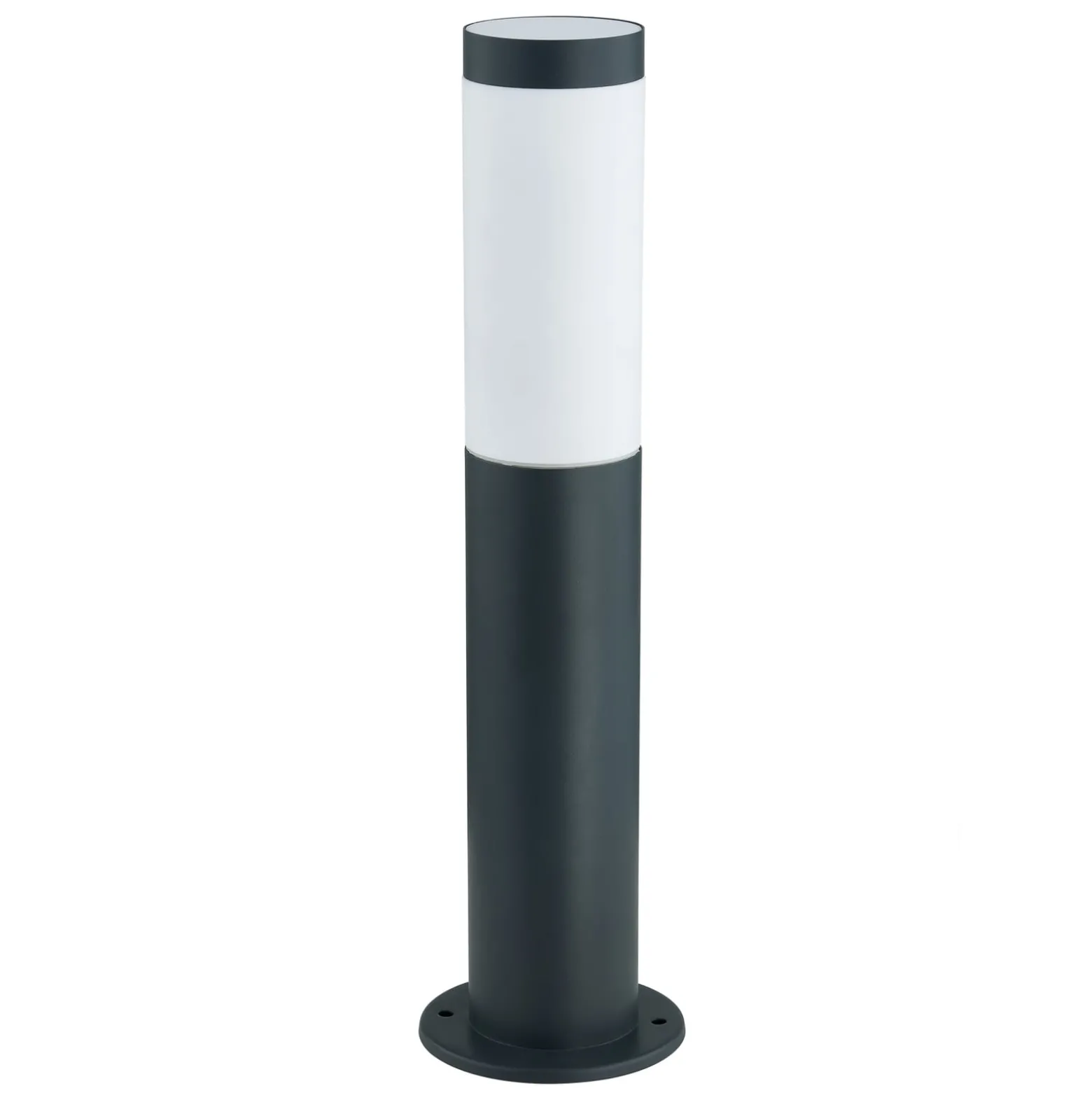 Lindby Sockellampe Statius, 45 cm, anthrazit/opal, Edelstahl