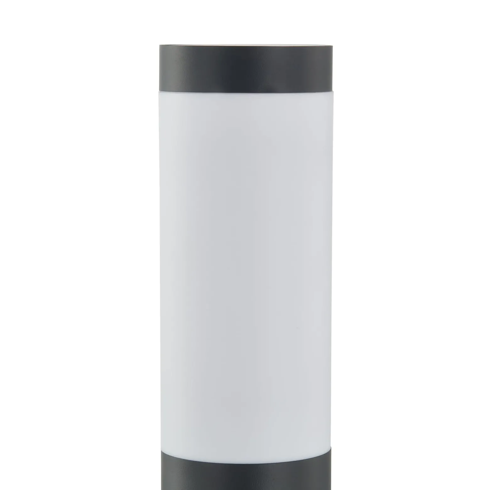 Lindby Sockellampe Statius, 45 cm, anthrazit/opal, Edelstahl