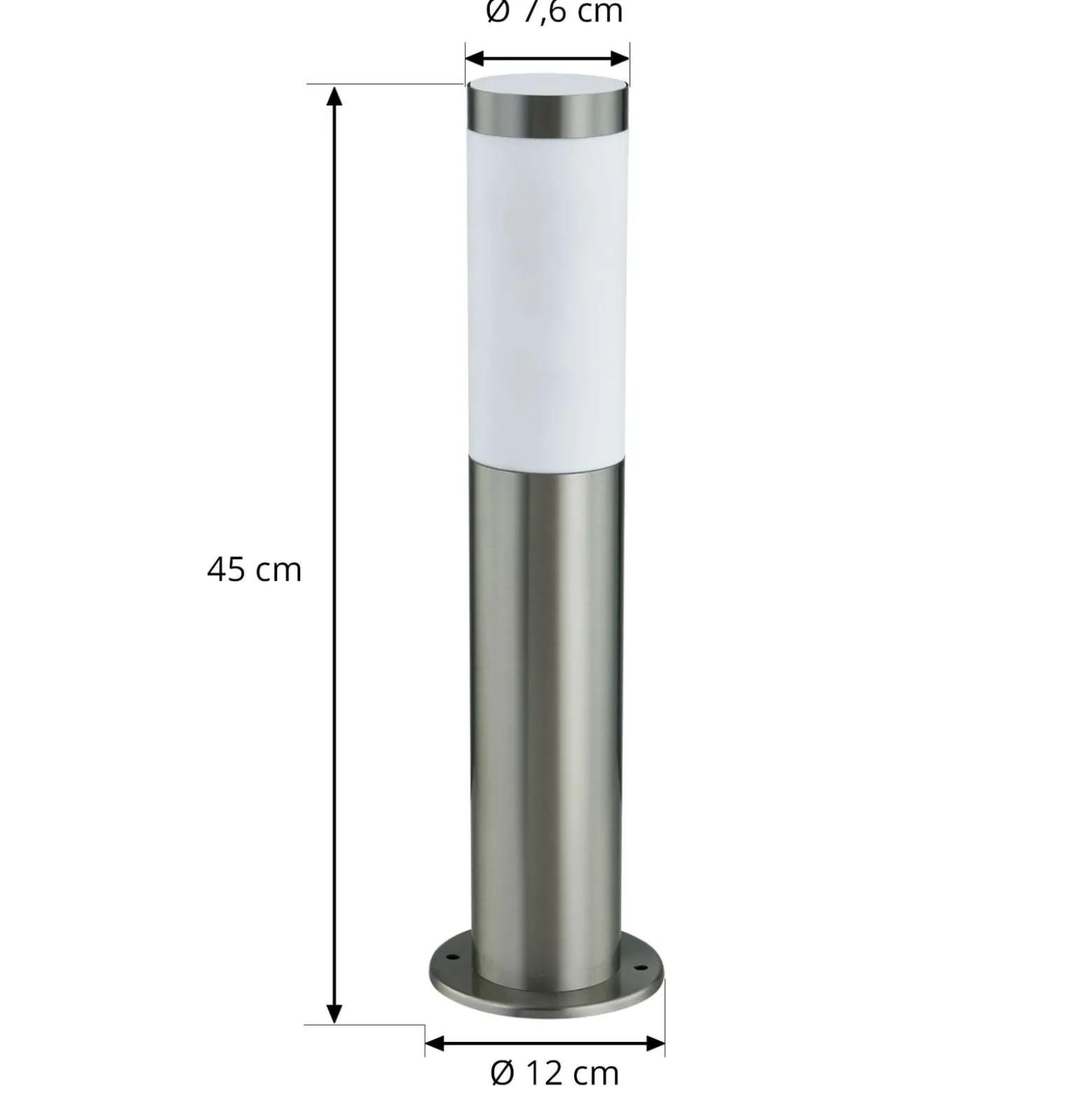 Lindby Sockellampe Statius, silber, Edelstahl, Sensor, 45 cm