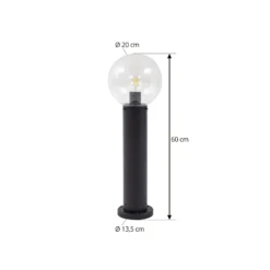 Lindby Sockelleuchte Dangan, schwarz/klar, Höhe 60 cm, Glas