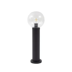 Lindby Sockelleuchte Dangan, schwarz/klar, Höhe 60 cm, Glas