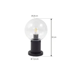Lindby Sockelleuchte Dangan, schwarz/klar, Höhe 32 cm, Glas
