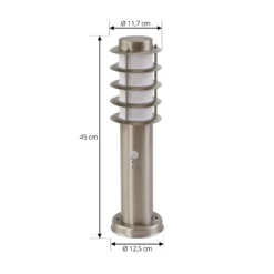 Lindby Sockelleuchte Hanja, Sensor, Edelstahl, Ø 11,7 cm