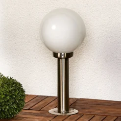 Lindby Sockelleuchte Vedran, Höhe 45 cm, PMMA, Edelstahl